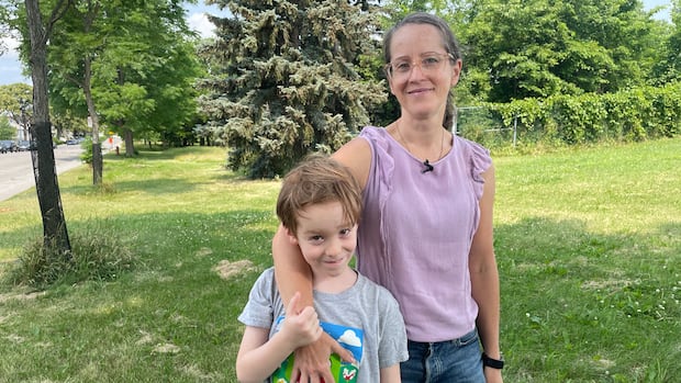 woman and young son