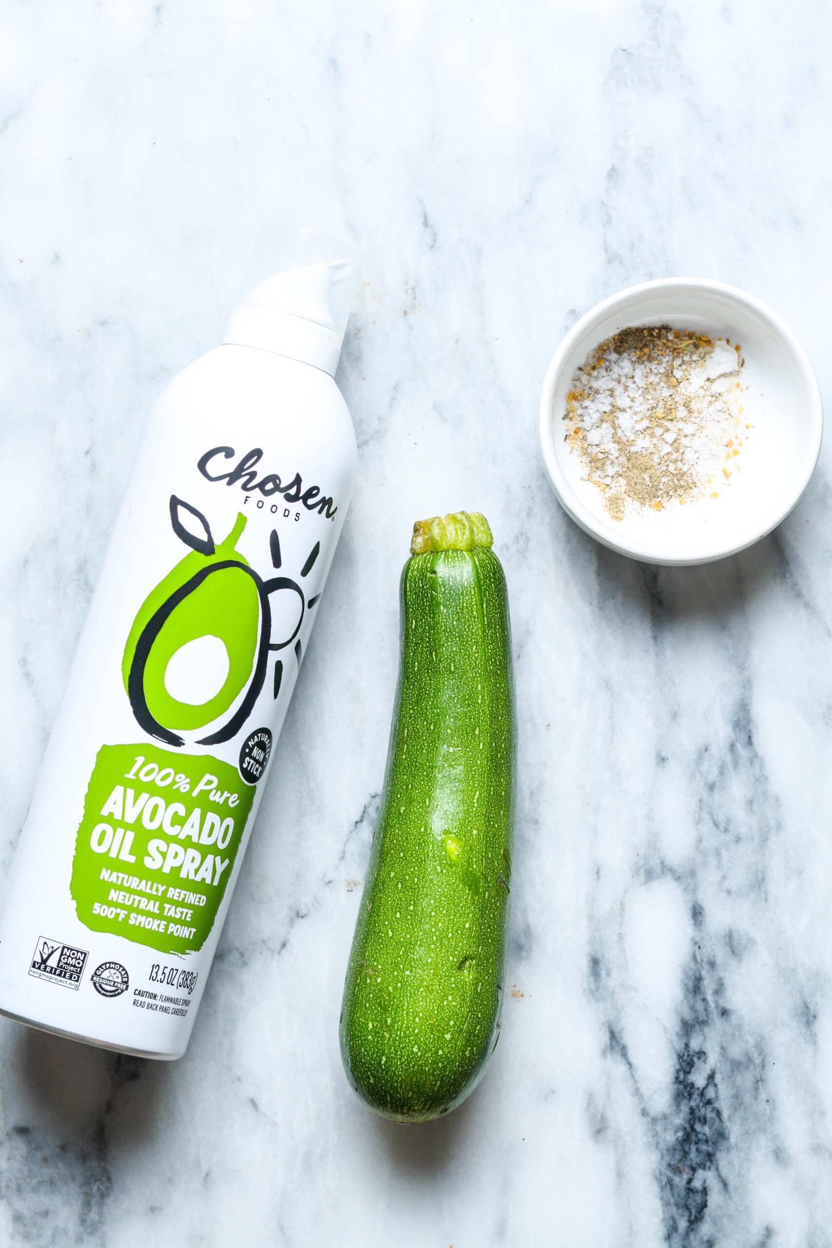 Ingredients for air fryer zucchini.