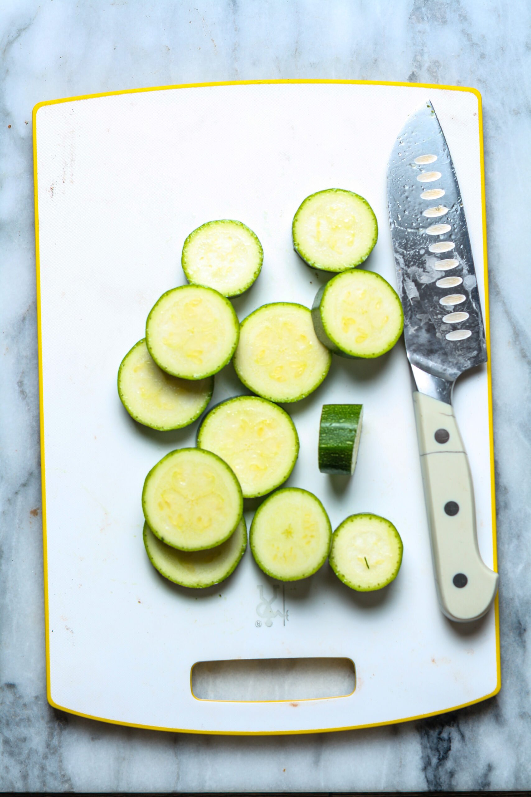 Sliced green veggie.